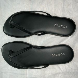 Torrid | Black Faux Leather Flip Flop